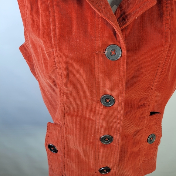 Rebecca Malone 100% Cotton Corduroy Vest Button Front Button Side Pockets Size M - Picture 4 of 12